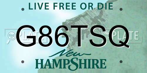 G86TSQ New Hampshire License Plate