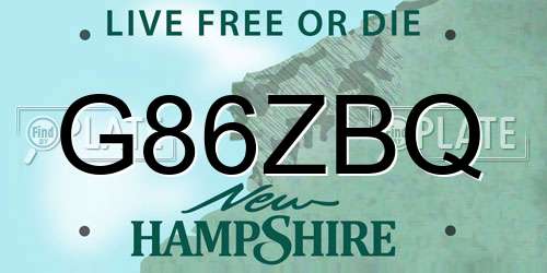G86ZBQ New Hampshire License Plate