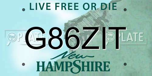 G86ZIT New Hampshire License Plate