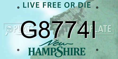 G8774I New Hampshire License Plate