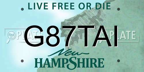 G87TAI New Hampshire License Plate