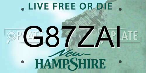 G87ZAI New Hampshire License Plate