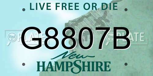 G8807B New Hampshire License Plate