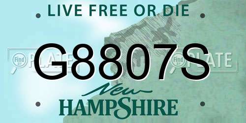 G8807S New Hampshire License Plate