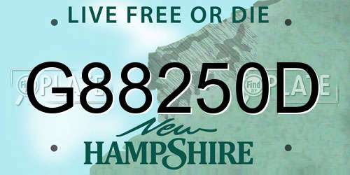 G88250D New Hampshire License Plate
