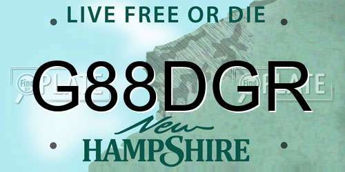 G88DGR New Hampshire License Plate
