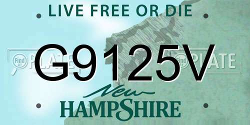 G9125V New Hampshire License Plate