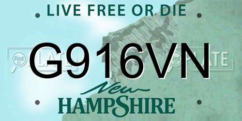 G916VN New Hampshire License Plate
