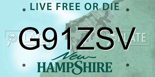 G91ZSV New Hampshire License Plate
