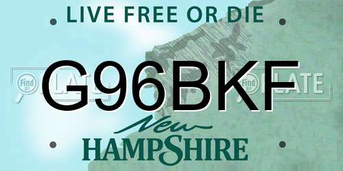 G96BKF New Hampshire License Plate