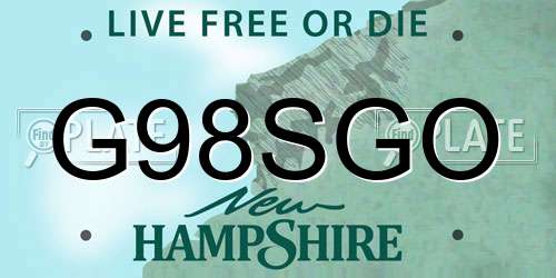 G98SGO New Hampshire License Plate