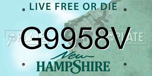 G9958V New Hampshire License Plate