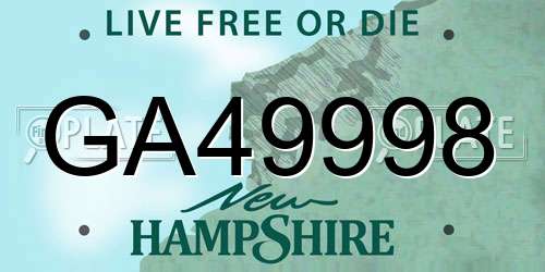 GA49998 New Hampshire License Plate