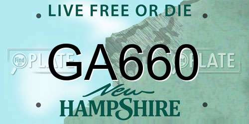 GA660 New Hampshire License Plate