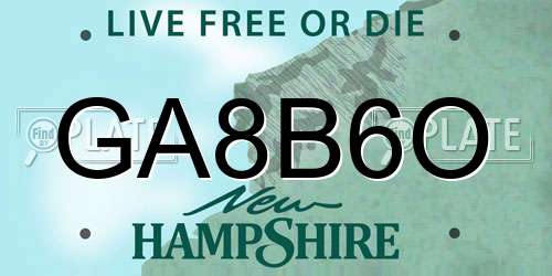 GA8B6O New Hampshire License Plate