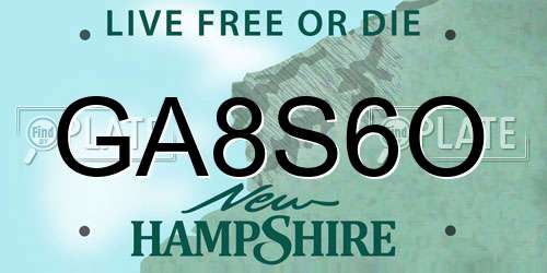GA8S6O New Hampshire License Plate