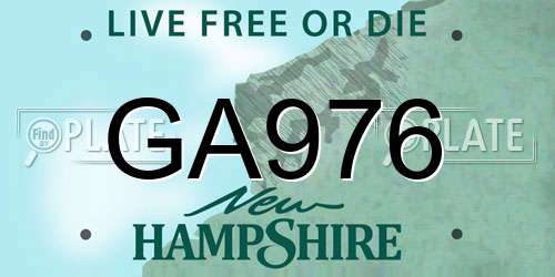 GA976 New Hampshire License Plate