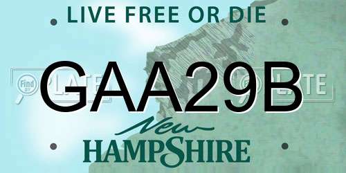 GAA29B New Hampshire License Plate
