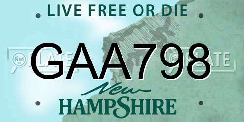 GAA798 New Hampshire License Plate