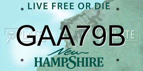 GAA79B New Hampshire License Plate
