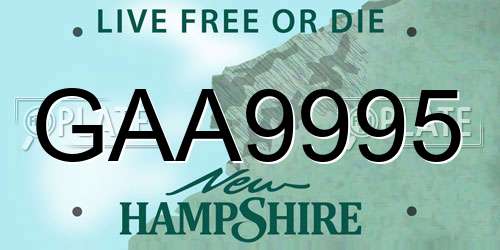 GAA9995 New Hampshire License Plate