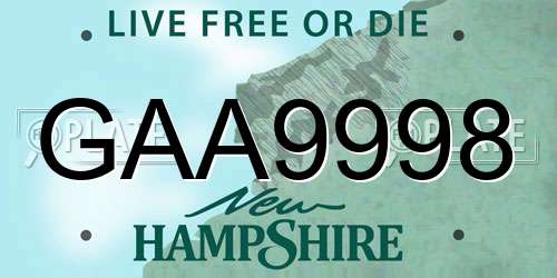 GAA9998 New Hampshire License Plate