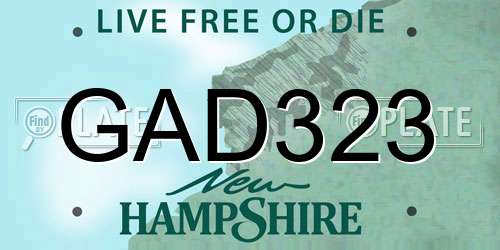GAD323 New Hampshire License Plate