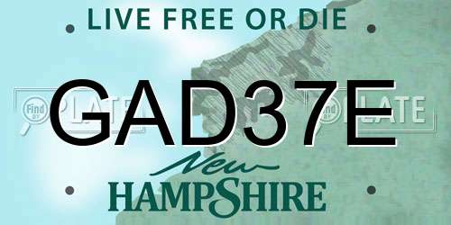 GAD37E New Hampshire License Plate
