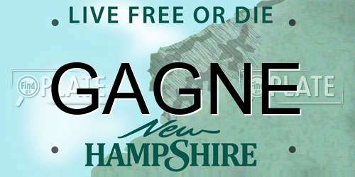GAGNE New Hampshire License Plate