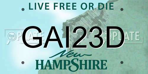 GAI23D New Hampshire License Plate