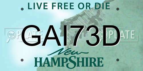 GAI73D New Hampshire License Plate