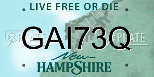 GAI73Q New Hampshire License Plate