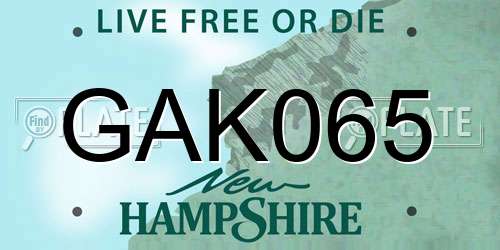 GAK065 New Hampshire License Plate