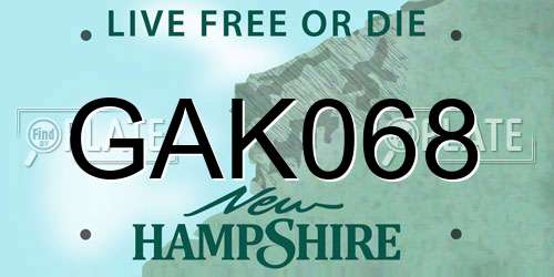 GAK068 New Hampshire License Plate