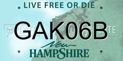 GAK06B New Hampshire License Plate