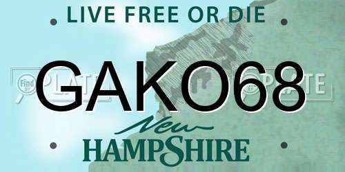 GAKO68 New Hampshire License Plate