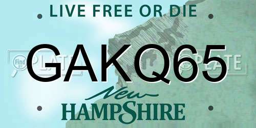 GAKQ65 New Hampshire License Plate