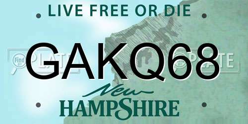 GAKQ68 New Hampshire License Plate