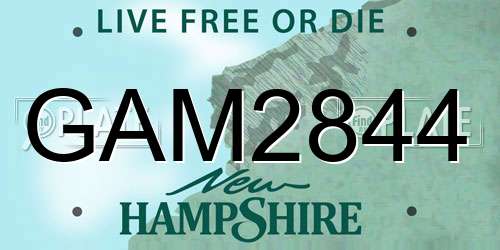 GAM2844 New Hampshire License Plate