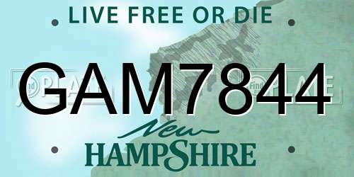 GAM7844 New Hampshire License Plate