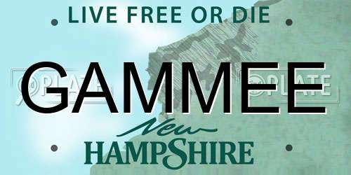 GAMMEE New Hampshire License Plate