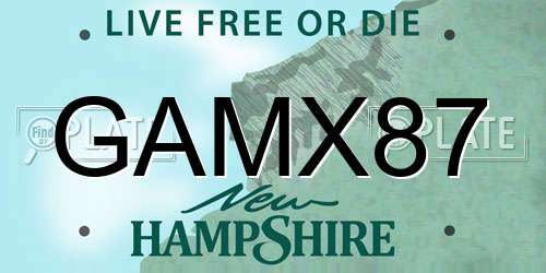 GAMX87 New Hampshire License Plate