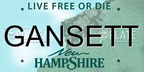 GANSETT New Hampshire License Plate