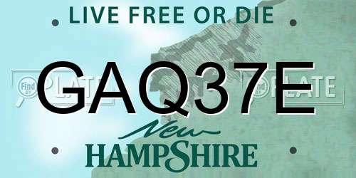GAQ37E New Hampshire License Plate