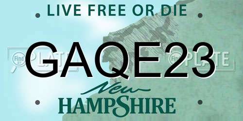 GAQE23 New Hampshire License Plate