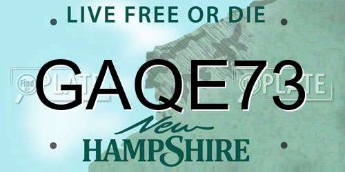 GAQE73 New Hampshire License Plate