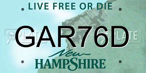 GAR76D New Hampshire License Plate