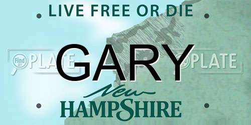 GARY New Hampshire License Plate