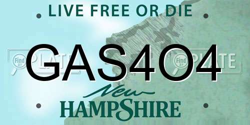 GAS4O4 New Hampshire License Plate