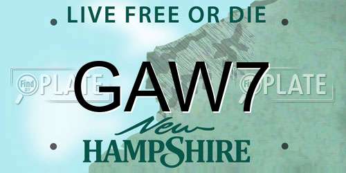 GAW7 New Hampshire License Plate